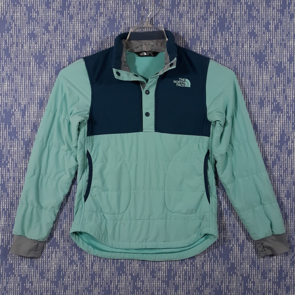 The North Face Jacket Girls M 10/12 Snap Pullover Green Teal Outdoor